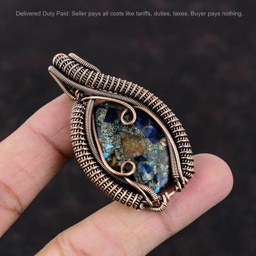Ciondolo rame sodalite gemma - ciondolo,