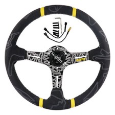 Volante sportivo nero momo ULTRA 350mm/14'' piatto profondo scamosciato auto da corsa