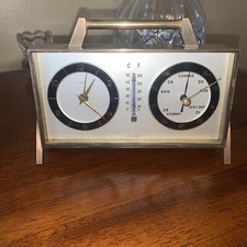 Vintage Germania Ovest Jerger Desktop Combo Sveglia Barometro Termometro Funzionante