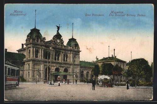Cartolina magonza stazione - cartolina, magonza,