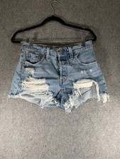 Pantaloncini Levis Denim Cut Off Donna 27 Distressed Festival Bottoni Fly