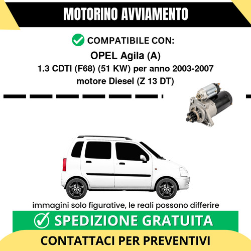 Motorino avviamento opel agila - motorino,