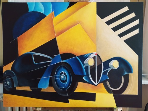 Quadro dipinto mano bugatti - dipinto,