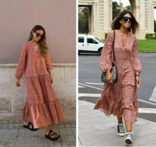 ABITO MAXI CAFTANO ZARA ROSA