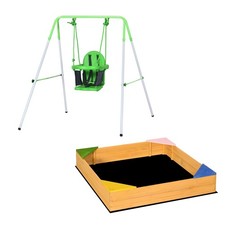 Outsunny Set da Esterno 2 pz con Sabbiera 4 Posti e Altalena da Giardino