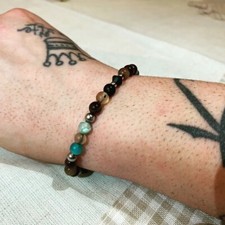 bracciale uomo acciaio inox  swarovski e pietra naturale occhio di tigre
