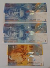 Svizzera CH Banconota 100 + 100 Franchi Alberto Giacometti + 10  "Le Corbusier"