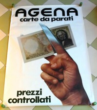 AGENA CARTA PARATI Manifesto Originale 1976 Epoca Vintage Publicità Advertising