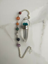 PENDOLINO QUARZO edizione limitata con DRUSA CAVANSITE cristallo di rocca chakra