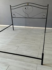 Testata letto in ferro battuto matrimoniale Cuore nero decorato oro 