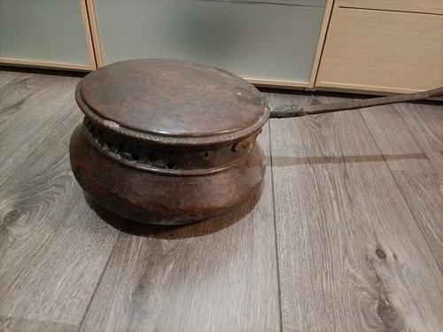 Antico scaldaletto rame con - antico,