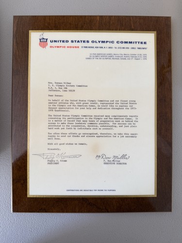 Lettera comitato olimpico - comitato, 1976
