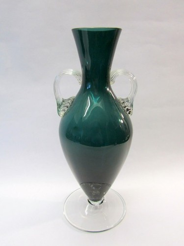 Vaso vetro verde tornito - in,