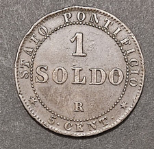 STATO PONTIFICIO PIO IX 1 SOLDO 1866 1867 MB BB 5 CENTESIMI 2° TIPO SCEGLI ANNO