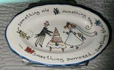 Spose Piatto Matrimonio Ovale Qualcosa di Vecchio, Nuovo, Prestito, Blu Italia