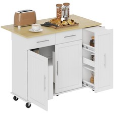 HOMCOM Isola da Cucina con Portasciugamani, 2 Cassetti, Ripiani e Armadietto