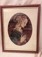 Quadro RICAMATO a mezzopunto  raffigurante Madonna LIPPINA cm 28 x 34