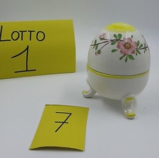 Cofanetto in ceramica a frma di uovo dipinto a mano