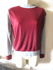 Maglione girocollo vintage WMS bordeaux e grigio, taglia circa 10-12 mod modette