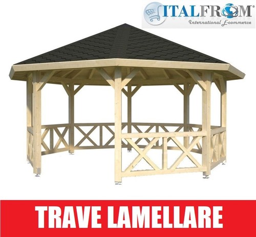 Gazebo legno con travi - in,
