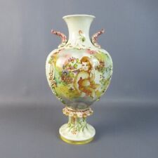 Vaso Ceramica Crackle’ Bassano Putto Alato Fiori Collezione Vintage Anni 60