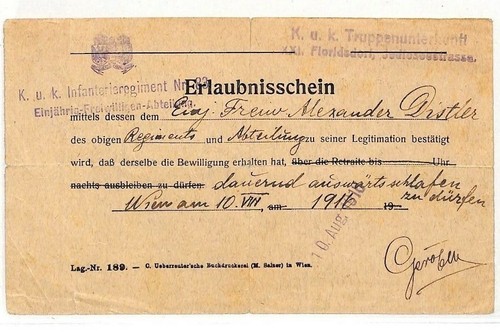Austria ww1 pass card medico - austria,