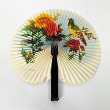 Ventaglio vintage pieghevole cinese in carta e metallo Anni '70 da borsetta