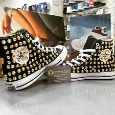 Scarpe Converse All Star Nere personalizzate con Borchie Oro  teschio Oro clean