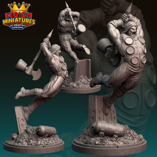 Statua scultura resina thor - in,