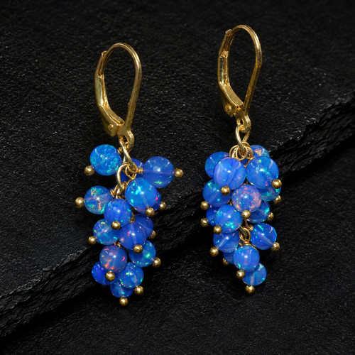 Orecchini grappolo opale blu - orecchini,