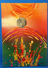 Dipinto Quadro Olio tela Materico Astratto Aldo Damioli Firmato 1970 Astronomia