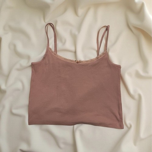 Canotta cotone malva pizzo - cotone,