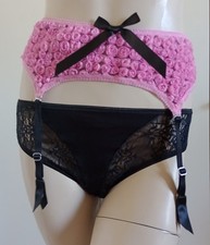 VERDISSIMA GRUPPO LA PERLA REGGICALZE NERO ROSA TAGLIA 2 SEXY LINGERIE INTIMO