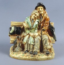 Statua nonni seduti su panchina in resina made in Italy vintage anni ‘70