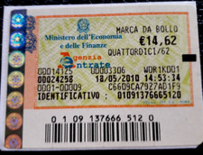 MAG 2010 SPLENDIDA    MARCA  da BOLLO  da Euro 14,62  ( 14,62) USATA  18.05.2010