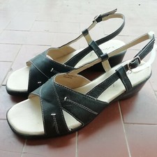morbidissimo sandalo donna nero in pelle zeppa con plateau nera scarpe zeppe