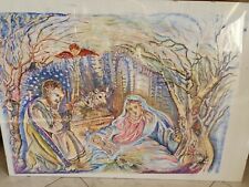 Quadri moderni  dipinti a mano a tempera soggetto Natività spedito arrotolato