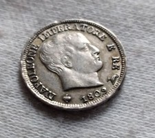 Napoleone I Re D'italia 5 Soldi 1809 Milano Zecca Ribattuta Alta Conservazione 