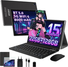 Tablet 10 Pollici Android 15, 22GB RAM+128GB ROM (1TB TF), Octa-Core,5G+2.4GWiFi