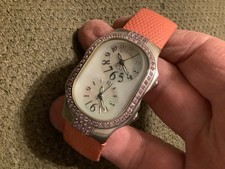 Orologio donna Philip Stein Teslar 2 batterie nuove rosa zaffiro incrostato Bellezza!