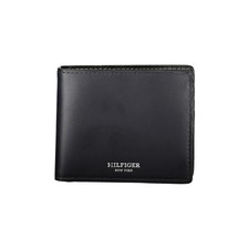 Tommy Hilfiger Portafoglio Uomo Nero in Pelle con Cuciture a Contrasto