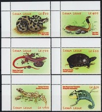 Sierra Leone 2001 rettili africani camaleonte cobra serpenti lucertola tartarughe MNH/1