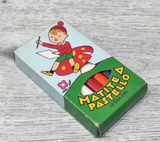 SCATOLA MATITE COLORATE A PASTELLO 12 COLORI ANNI 50/60 VINTAGE SENZA MARCA