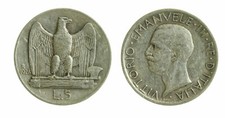 pci4629) Vittorio Emanuele III  (1901-1943) - 5 Lire Aquilino 1928 **
