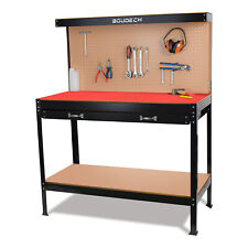 BANCO DA LAVORO PORTA UTENSILI IN METALLO CON PARETE E CASSETTI - OFFICINA