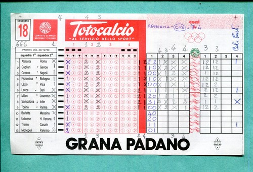 Schedina totocalcio del - totocalcio,