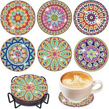 Sottobicchieri per pittura tappetino tazza 6 pezzi mandala fai da te diamante con supporto decorazioni cucina
