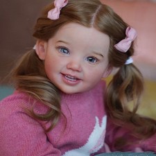 Bambola Reborn fatta a mano 28 pollici realistica bambina bambina stoffa corpo capelli gialli radicati