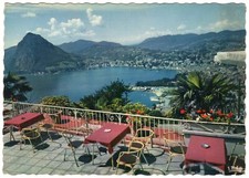 Lugano - Vista dal terrazzo panoramico con il Monte San Salvatore SVIZZERA 1963