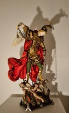 MUSEALE SCULTURA ANTICA XIX SECOLO NAPOLI SAN MICHELE ARCANGELO TERRACOTTA LEGNO